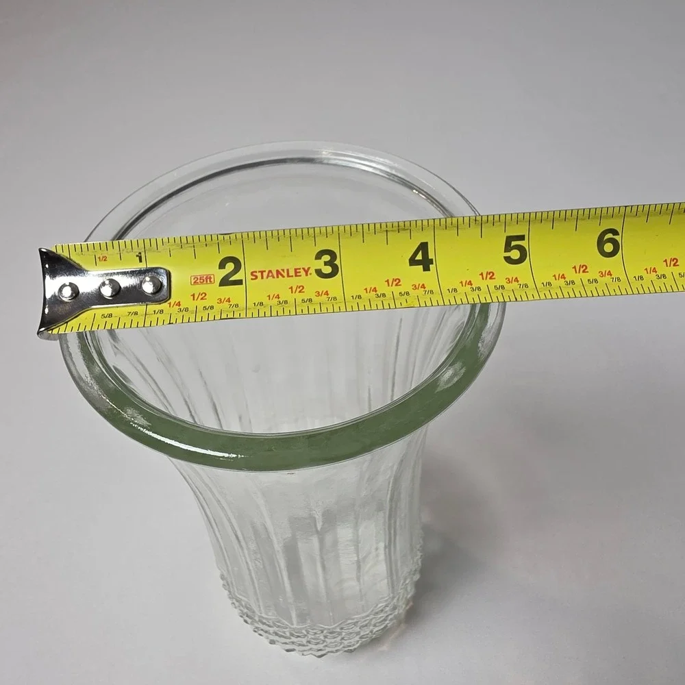 Hoosier Glass 4089-A Clear Ribbed Diamond Quilted Flared‎ Flower Vase 10 Inch